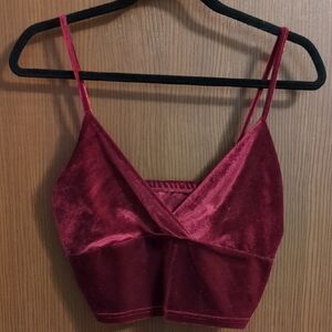 SHEIN Burgundy Velvet Strappy Top